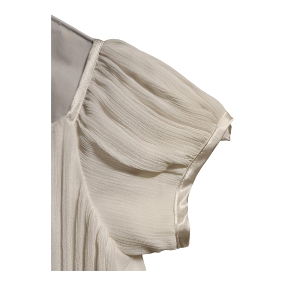 David's Bridal Flower Girl Dress, Crinkle Chiffon, Short Sleeve, Ivory, … - Picture 4 of 13